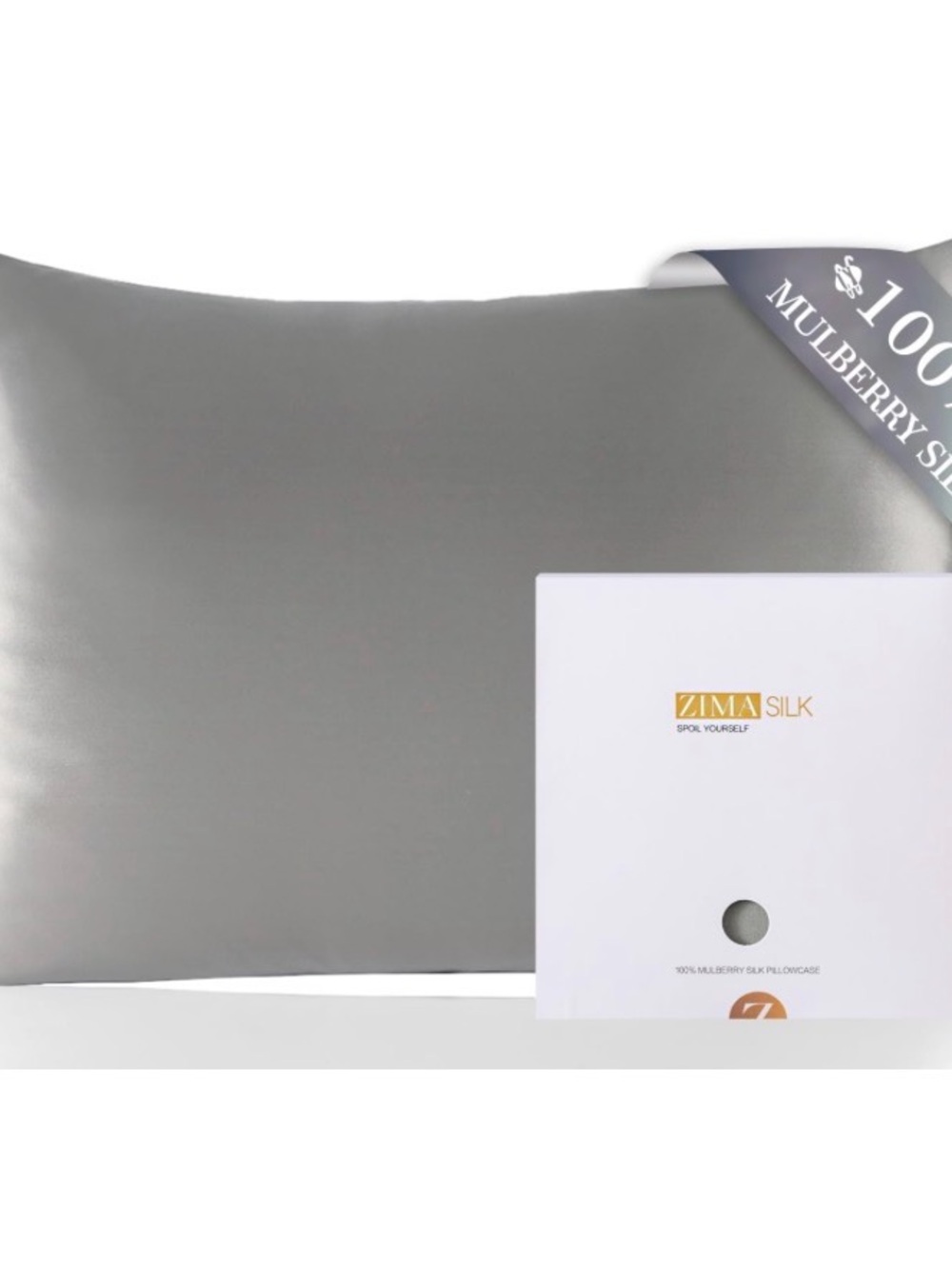 Gray Mulberry Silk Pillowcase - Smooth & Breathable